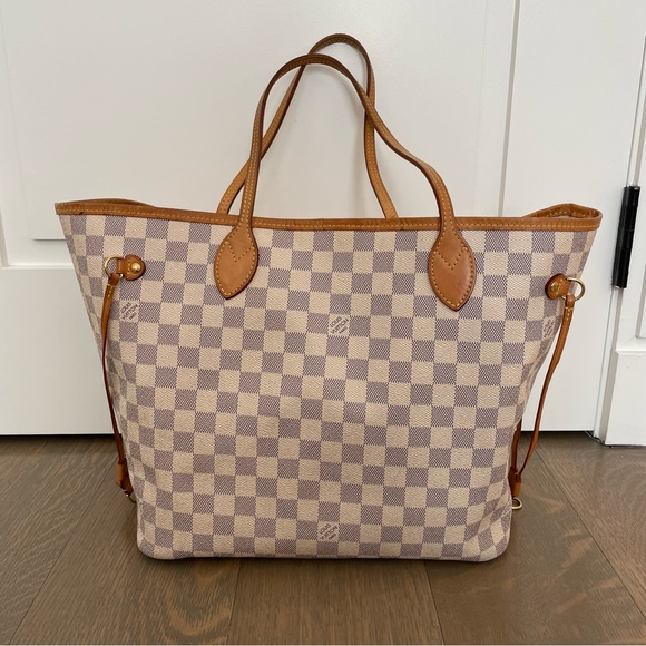 Louis Vuitton NEVERFULL MM Shoulder Bag, Damier Azur Print - Picture 8 of 16